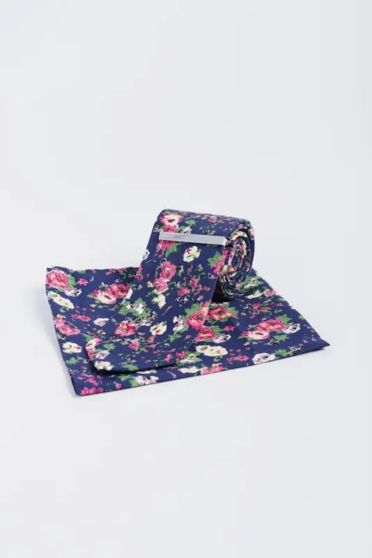 Cavani - Marinblå blomster slips