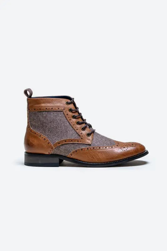 Ljusbruna tweed-snörkängor | Cavani Jones Tan