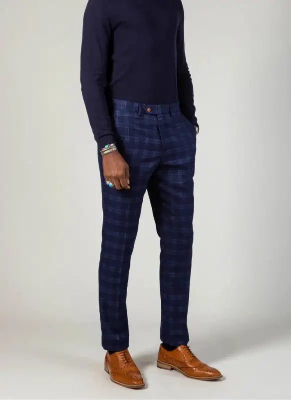 Marc Darcy - Byxor Blå Chigwell Tweed