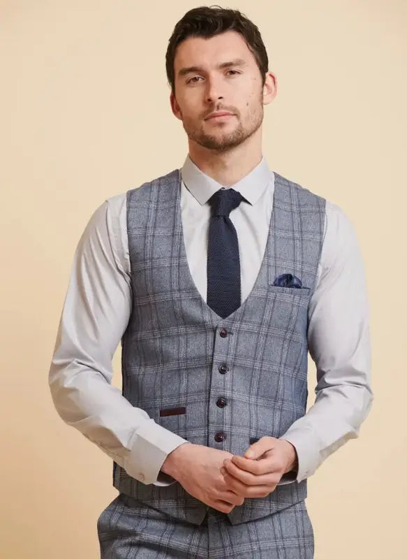Marc Darcy - Väst Abbott Tweed Blå Rutig