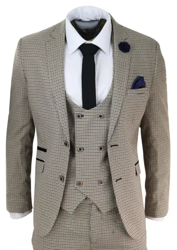 Cavani Elwood tredelad kostym Houndstooth