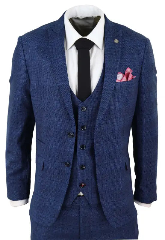 Tredelad kostym Check Jerry Blue