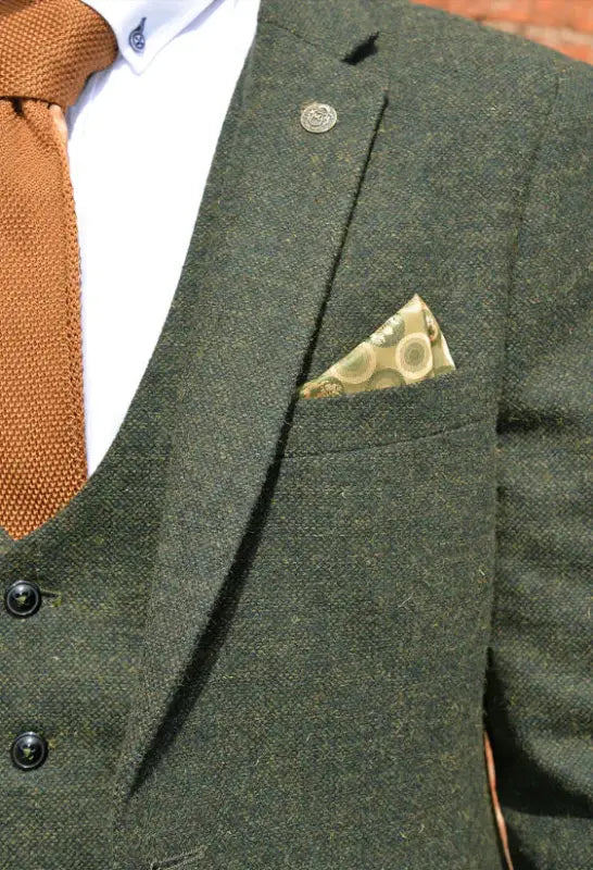 3-delat herrkostym Tweed Marlow Olive - Marc Darcy