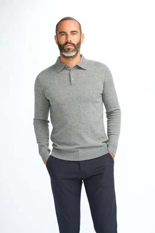 Cavani Boom Navy – Pikétröja för herr - Grå / S - pullover