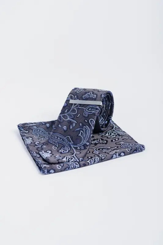 Cavani - Grå Navy Paisley Slips set - gentleman set