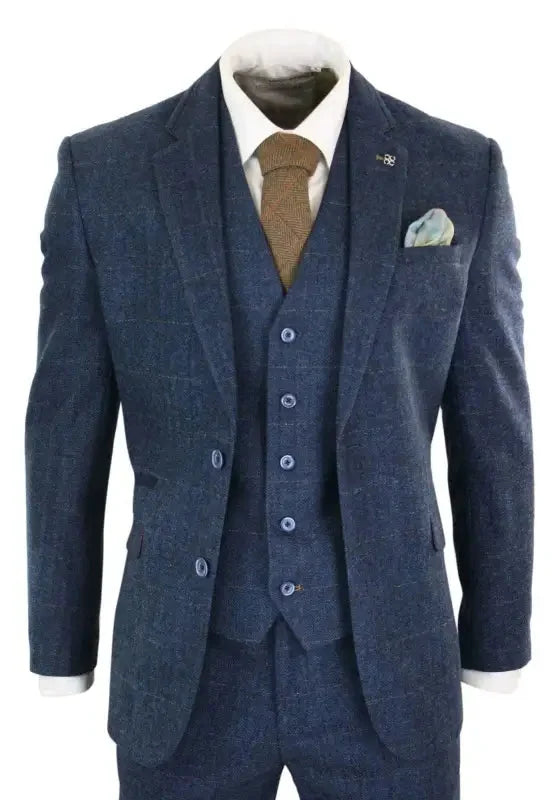 Cavani kostym - Carnegi Navy Tweed Kostym - driedelig pak