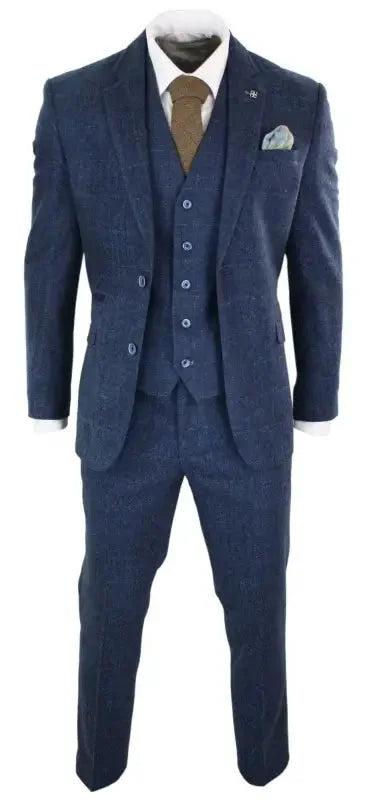 Cavani kostym - Carnegi Navy Tweed Kostym - driedelig pak