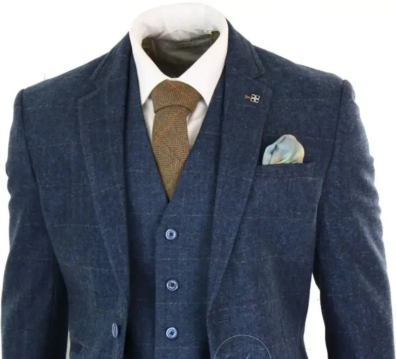 Cavani kostym - Carnegi Navy Tweed Kostym - driedelig pak