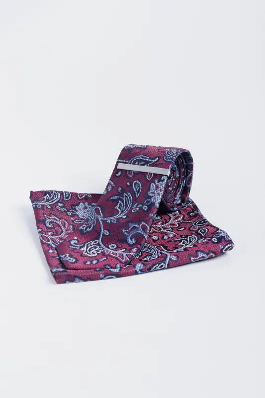 Cavani - Vinblå Paisley Slips set - gentleman set