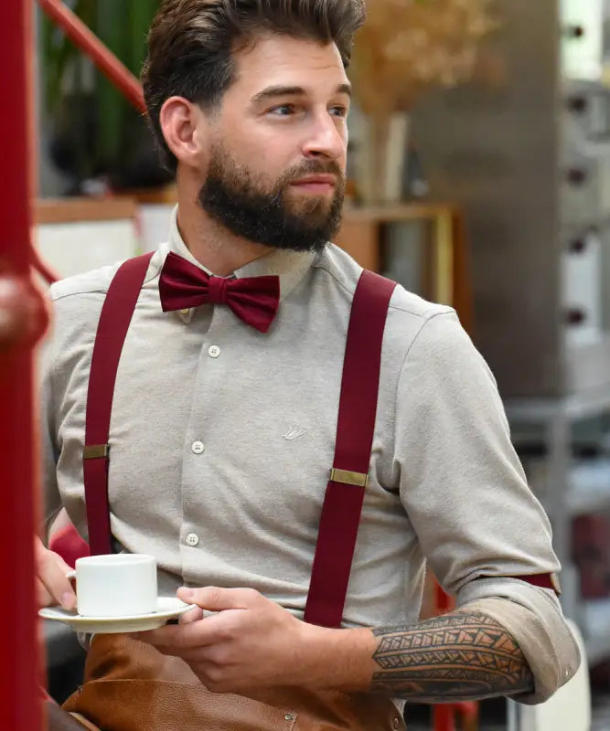 Hängslen Gentleman’s bordeaux resår - Bretels