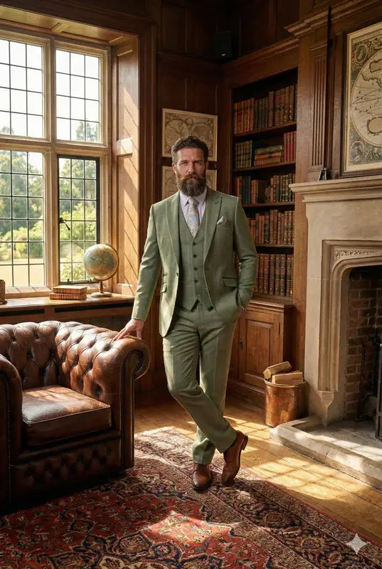 Herrkostym i salviegrönt - Cavani Caridi Sage - driedelig