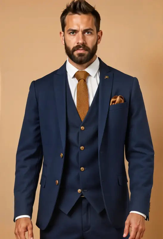 Marinblå kostym - Max Royal Blue tredelad kostym