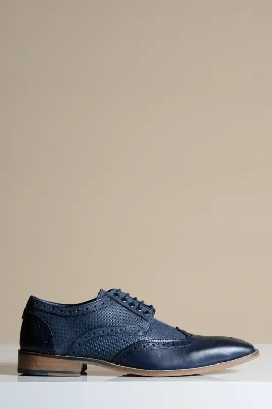 Marinblå läderskor Marc Darcy Brandon Wingtip brogue