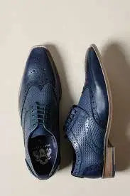 Marinblå läderskor Marc Darcy Brandon Wingtip brogue