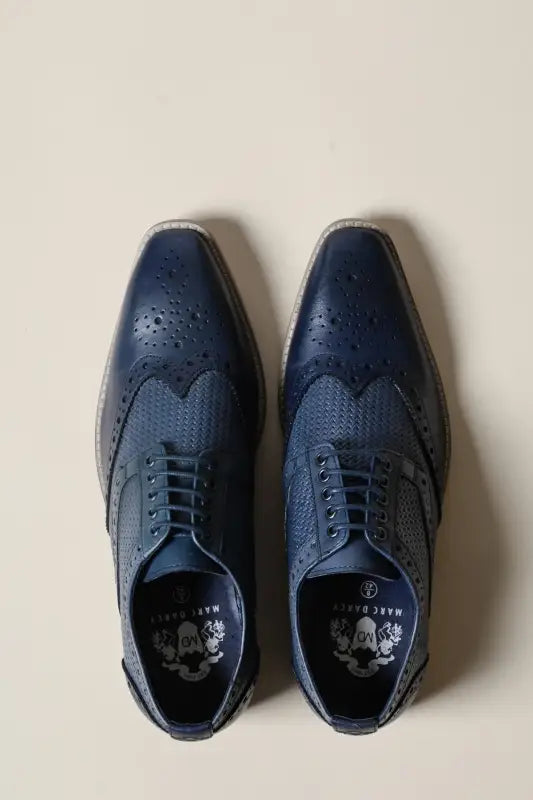 Marinblå läderskor Marc Darcy Brandon Wingtip brogue