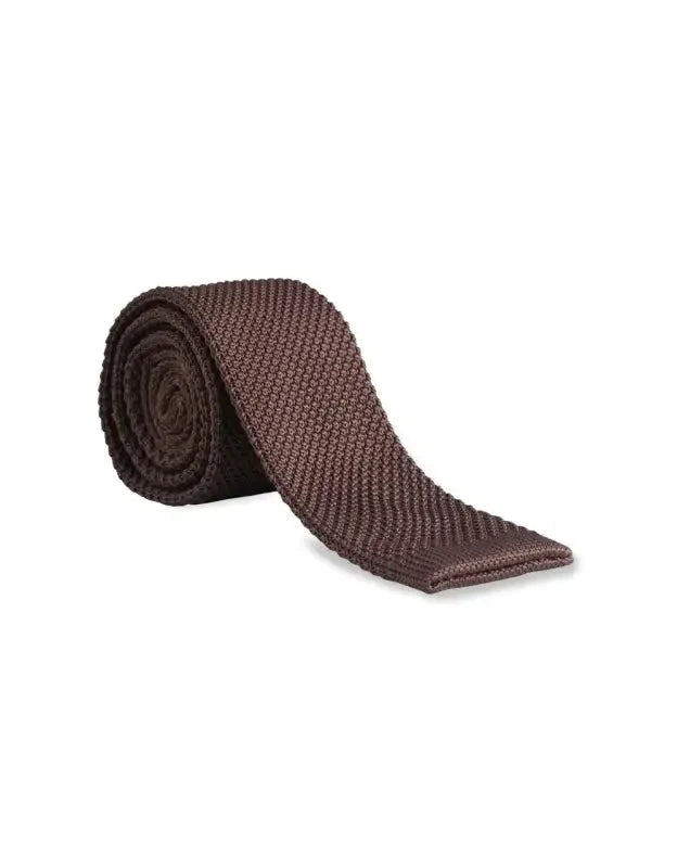 Mörkbrun Slips Stickad | Garrison Limited - stropdas