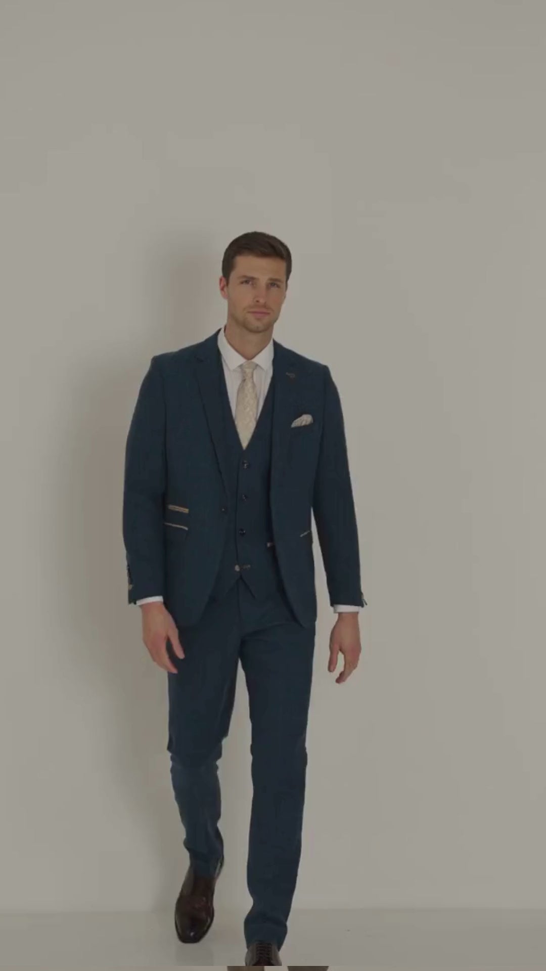 Dion blå fiskbenskostym i tre delar