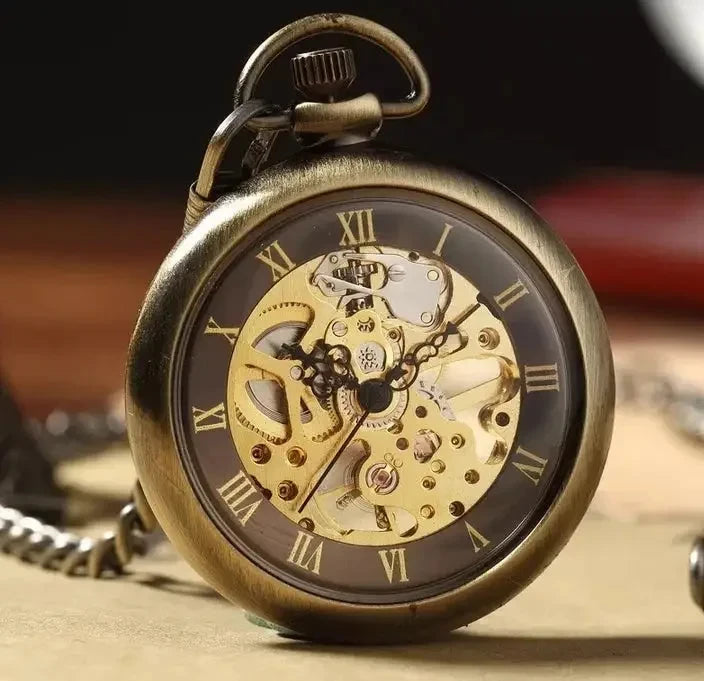 Retro Brons fickur Skelett - pocketwatch