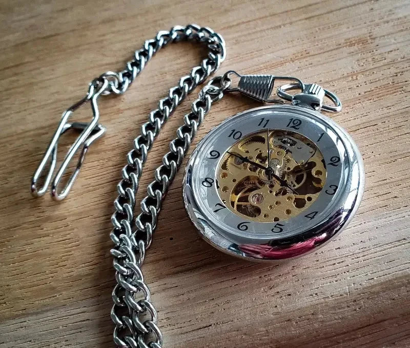 Retro fickur Skelett silver - pocketwatch