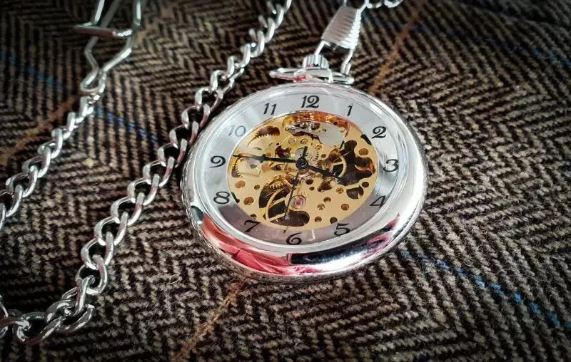 Retro fickur Skelett silver - pocketwatch