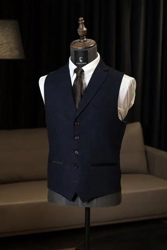 TAVERNY Chief - Herrkostym Navy tweed - driedelig pak