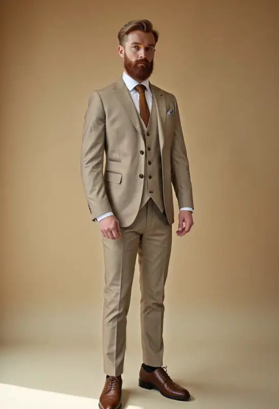 TAVERNY Major - Tredelat herrdräkt beige