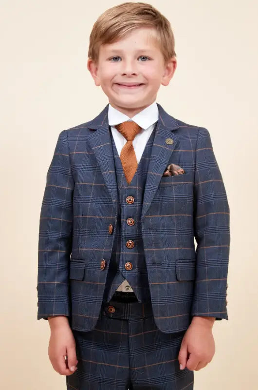 Tredelad kostym för barn – Jenson Marinblå - Barnkostym