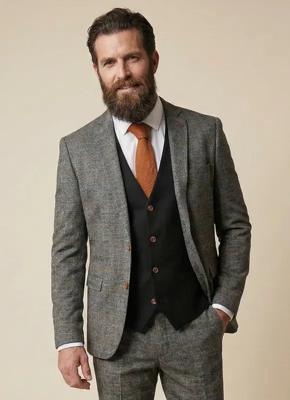 Tredelad kostym Jenson grå mix and match - driedelig pak