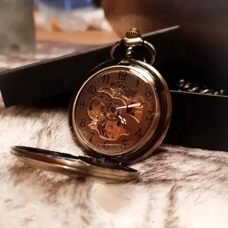 Vintage brons självuppdragande fickur - pocketwatch