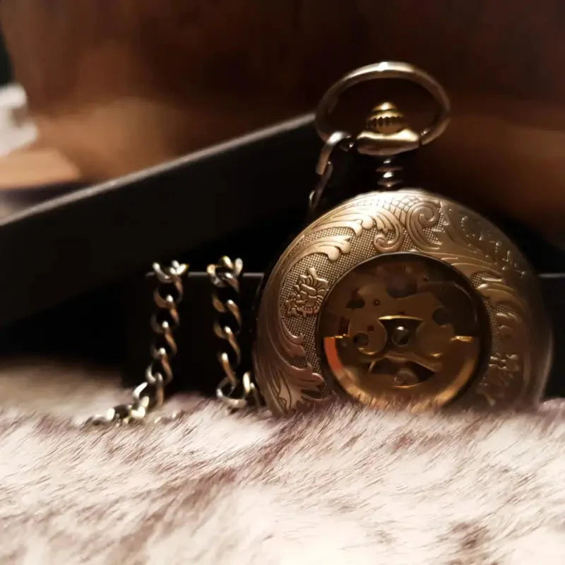 Vintage brons självuppdragande fickur - pocketwatch