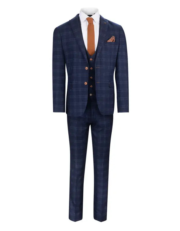 Blå rutig kostym - Chigwell Tweed Suit - driedelig pak