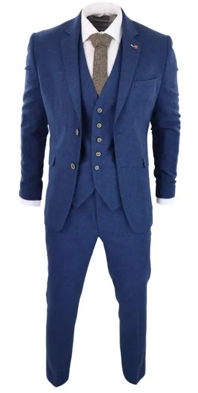 Herrkostym Tweed slim fit Orson blue - driedelig pak