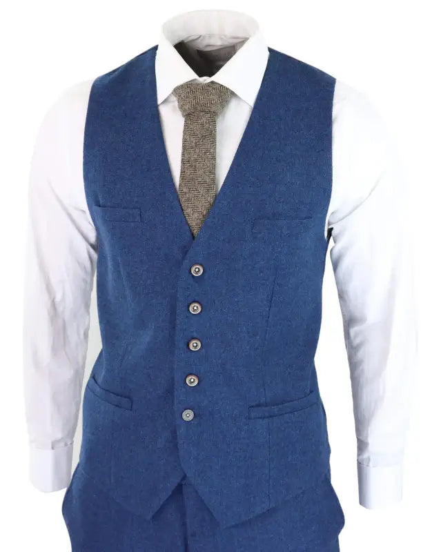 Herrkostym Tweed slim fit Orson blue - driedelig pak