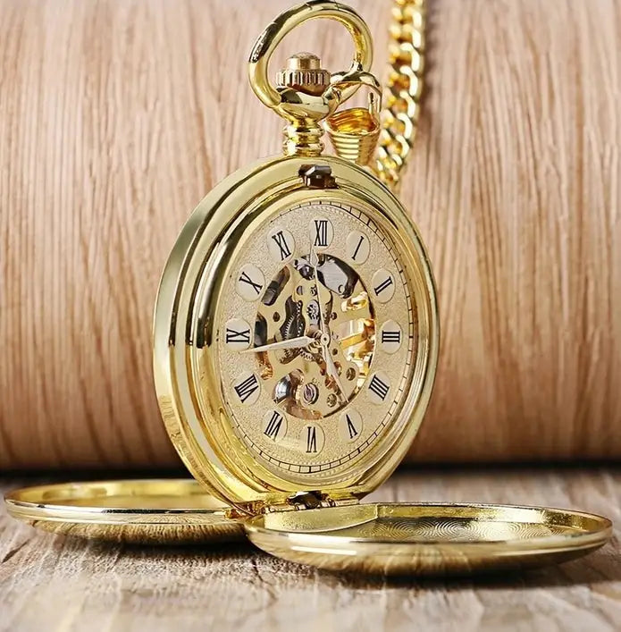 Slät guld fickur - pocketwatch