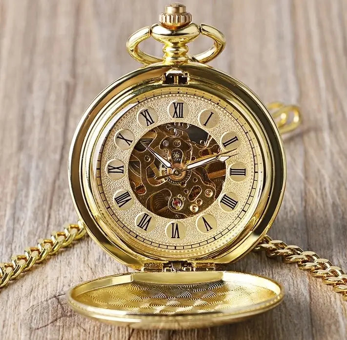 Slät guld fickur - pocketwatch