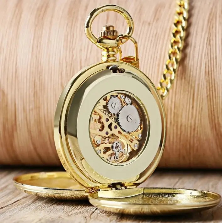 Slät guld fickur - pocketwatch