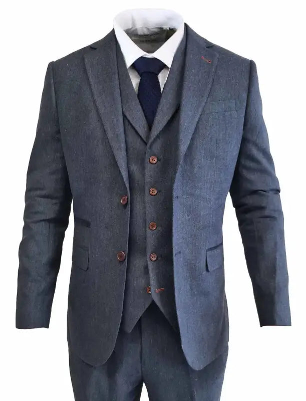 TAVERNY Chief - Herrkostym Navy tweed - driedelig pak