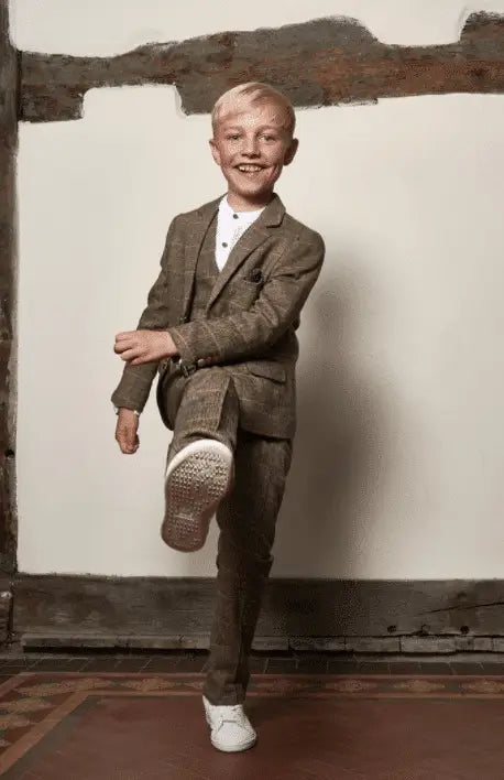 Tredelad kostym för barn - tweed beige - kinderpakken