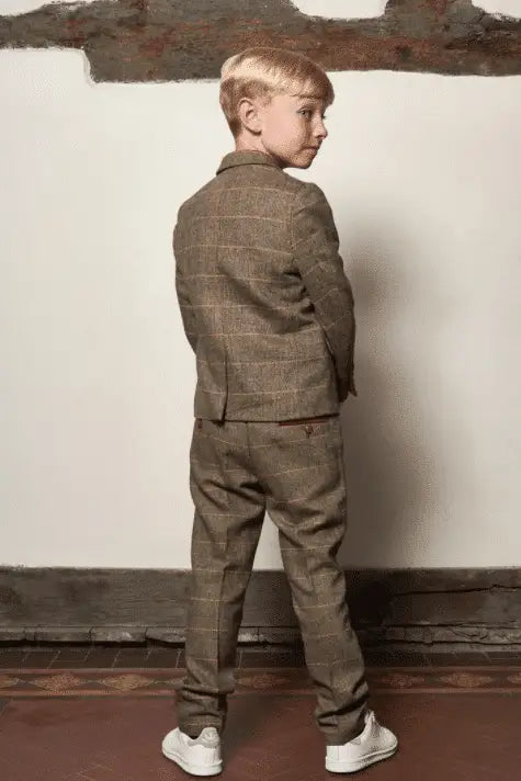 Tredelad kostym för barn - tweed beige - kinderpakken